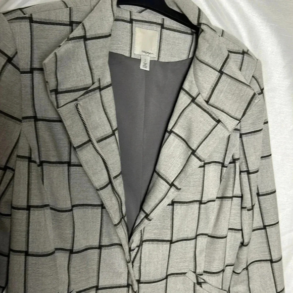 Halogen plaid blazer,academia,clueless preppy,office,business woman, grey,Sm,EC - Picture 6 of 16